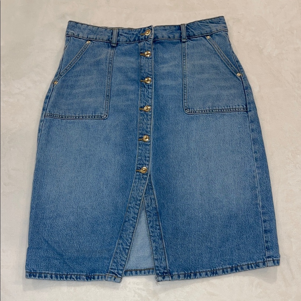 Michael Kors Blue Denim Pencil Skirt